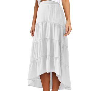 NWT M WHITE PRETTY GARDEN HI LOW GYPSY MIDI SKIRT